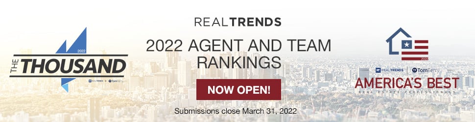 2022 RealTrends Agent and Team Rankings now OPEN!